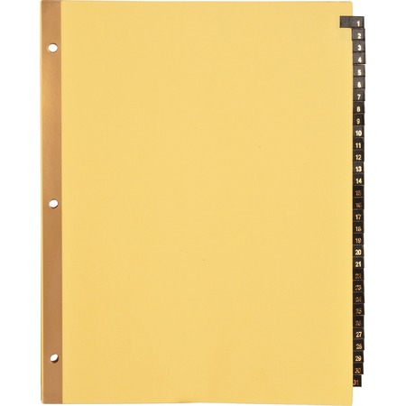 BUSINESS SOURCE 1-31 Black Leather Tab Index Dividers, PK31 01182